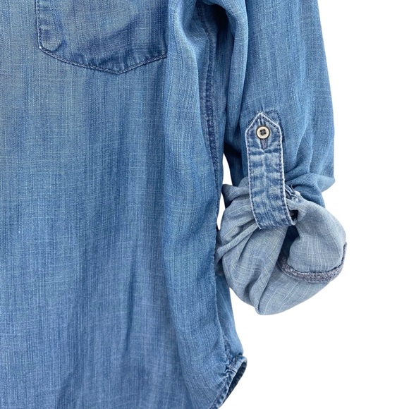 Loft Lounge Chambray Long Sleeve Pop Over Shirt - Picture 2 of 6